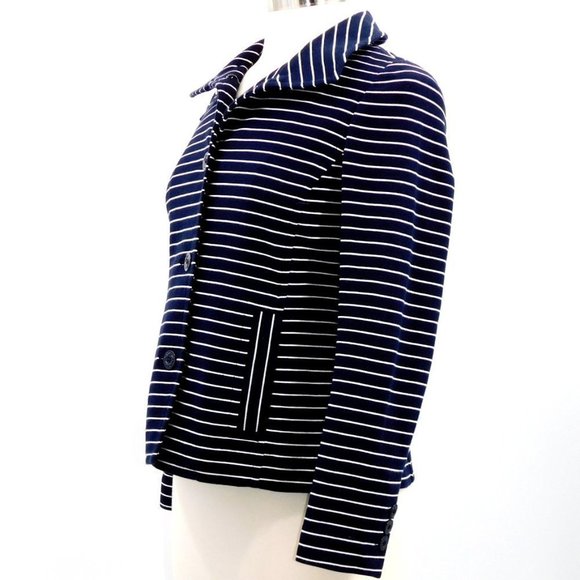 Talbots Nautical Navy Blue/White Striped Blazer - Picture 5 of 10